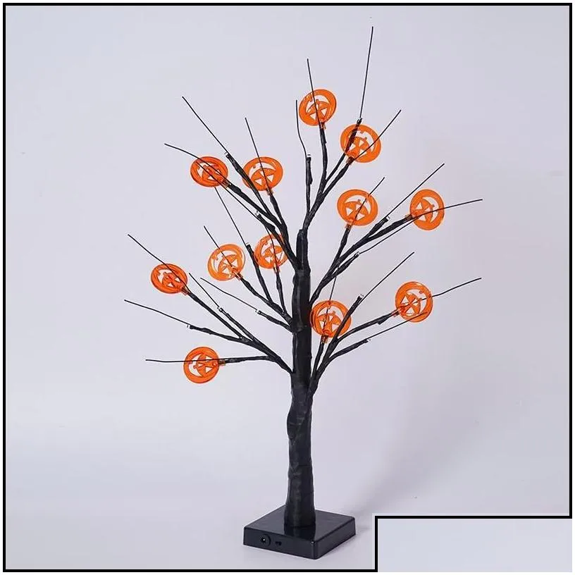 halloween supplies halloween decor led birch tree light black ghost with timer for home table kids gift xmas holiday party orange la