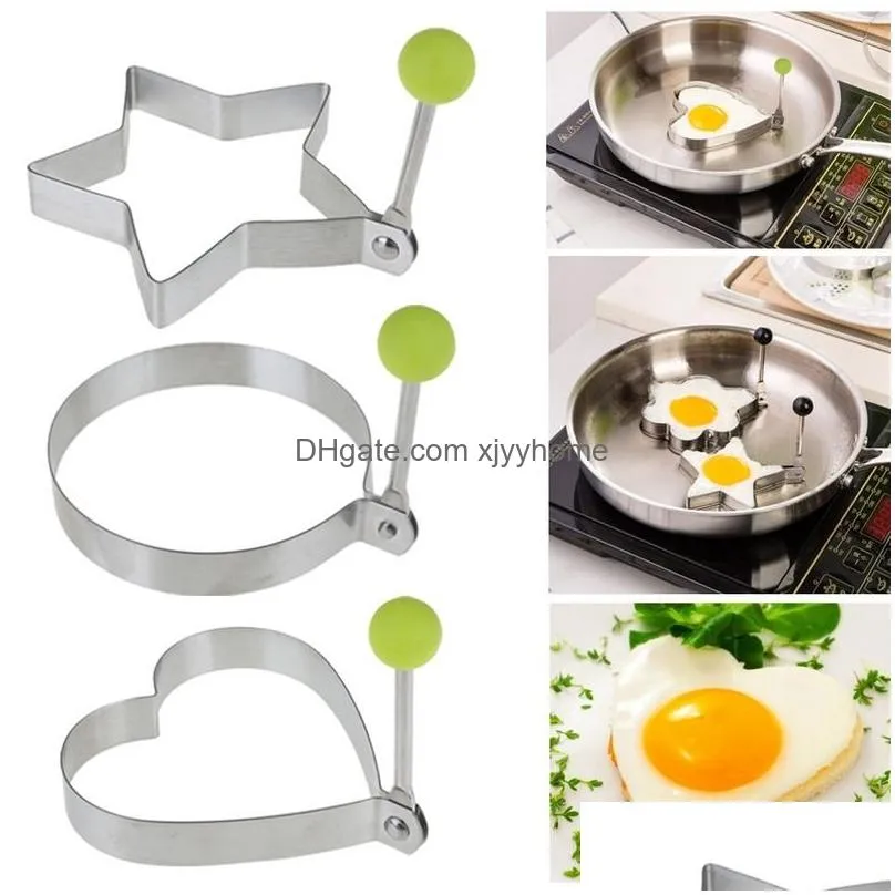 Egg Tools Omelette Mods Fried Egg Rings Mold Stainless Steel Pancake Kitchen Cooking Tools 5Pcs/Set Drop Delivery Home Garden Kitchen, Dheyg