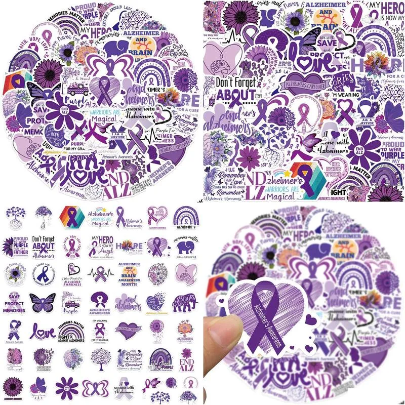 50pcs alzheimer`s awareness stickers skate accessories vinyl waterproof sticker for skateboard laptop luggage phone case car decals party