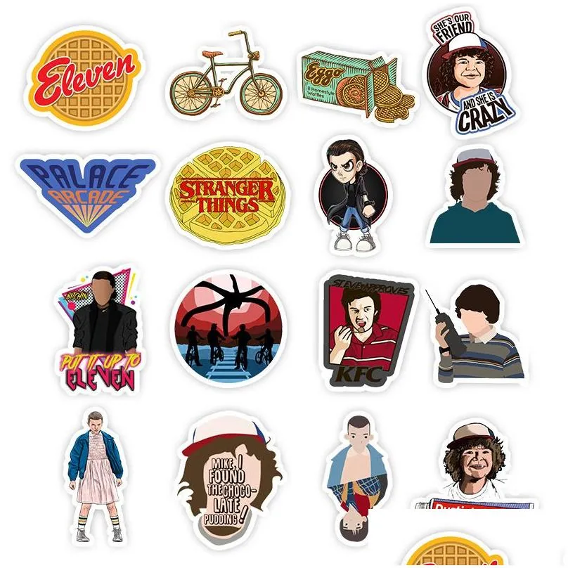 50pcs stranger things stickers skate accessories for skateboard laptop luggage bicycle motorcycle phone car decals party decor