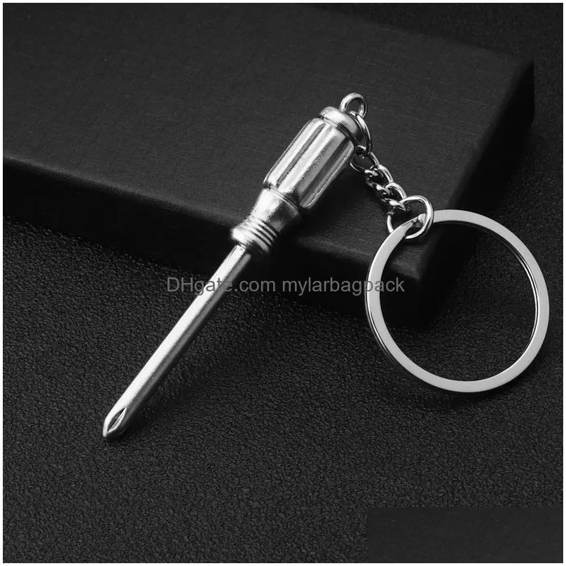 Other Hand Tools Keychains For Men Car Bag Keyring Tool Mini Utility Pocket Clasp Rer Hammer Wrench Pliers Shovel Axe Spanner Simation Dhvgz