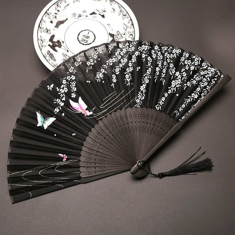 head turnique-style fan folding fan chinese style womens silk dance fan summer and wind day fan