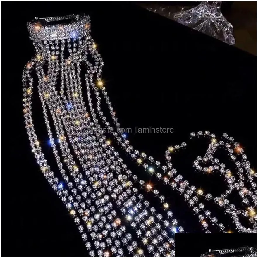 Headbands Fl Rhinestone Tassel Hair Clip Long Chain Hairclip Delicate Party Gifts Clips Hairpin For Women Girls Jewellery Accessories Dhv0E