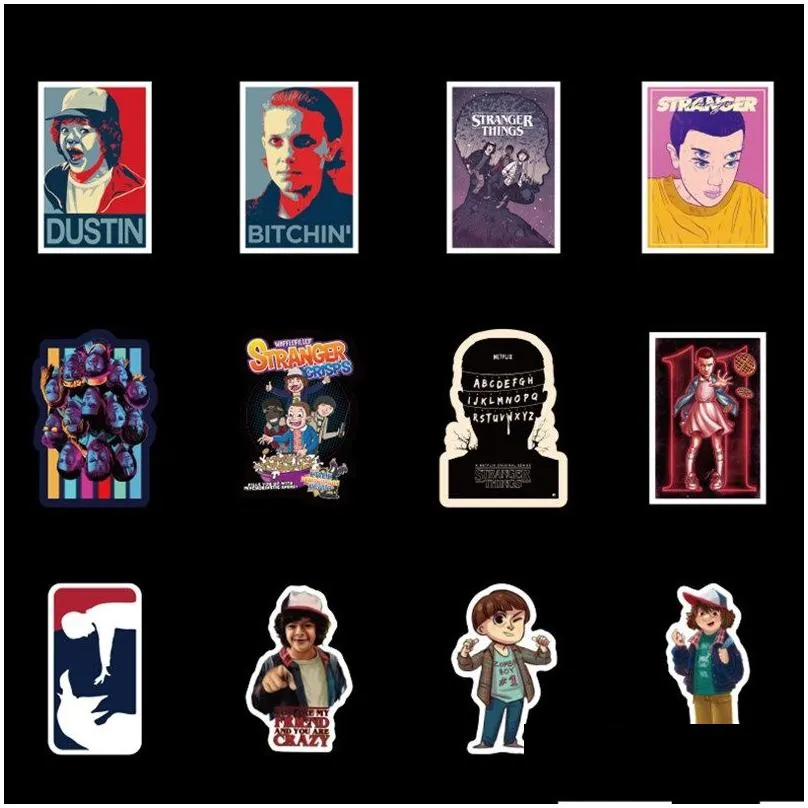 50pcs stranger things stickers waterproof vinyl sticker skate accessories for skateboard laptop luggage computer helmet phone case guitar for adults kids