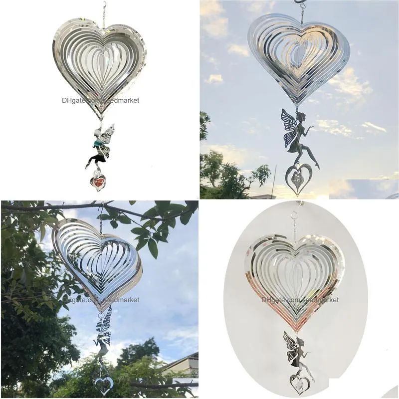 decorative objects figurines fairy wind spinner garden chimes hanging decorations outdoor wedding kawaii house home room decor bell valentine s day gift