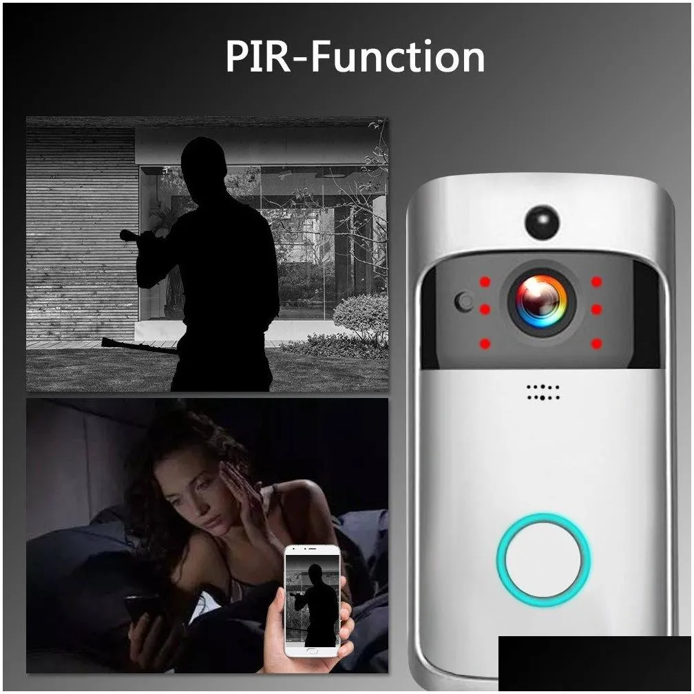 smart wifi video doorbell camera visual intercom night vision ip eye door bell door phone wireless home security camera 720p