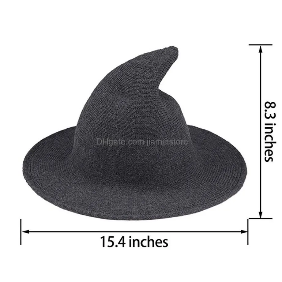 Cloches Halloween Party Witch Wizard Hats Solid Color Kinitted-Wool For Masquerade Cosplay Costume Drop Delivery Fashion Accessories H Dhvko