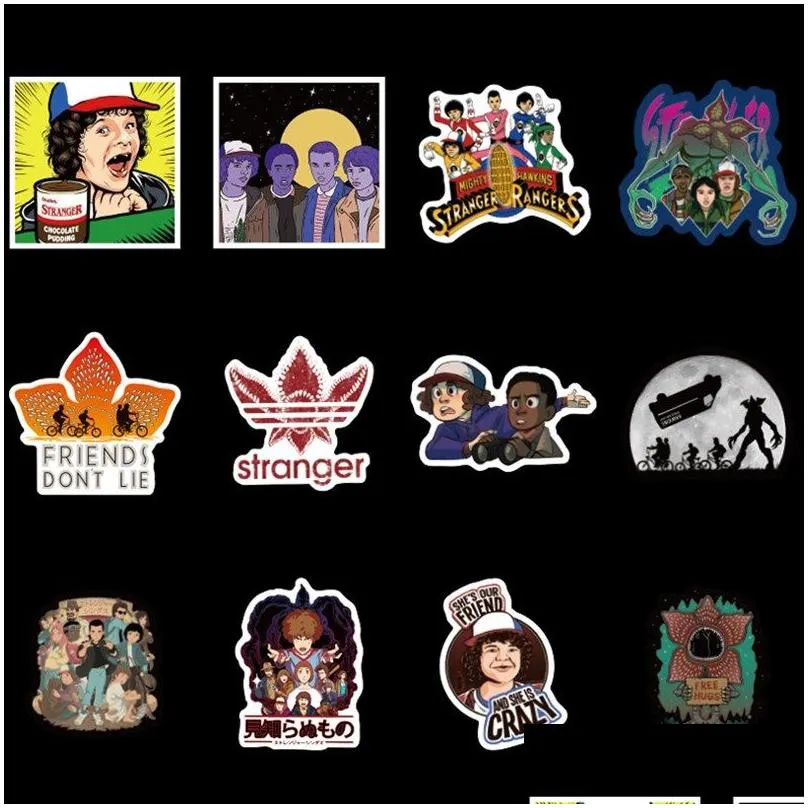 50pcs stranger things stickers waterproof vinyl sticker skate accessories for skateboard laptop luggage computer helmet phone case guitar for adults kids