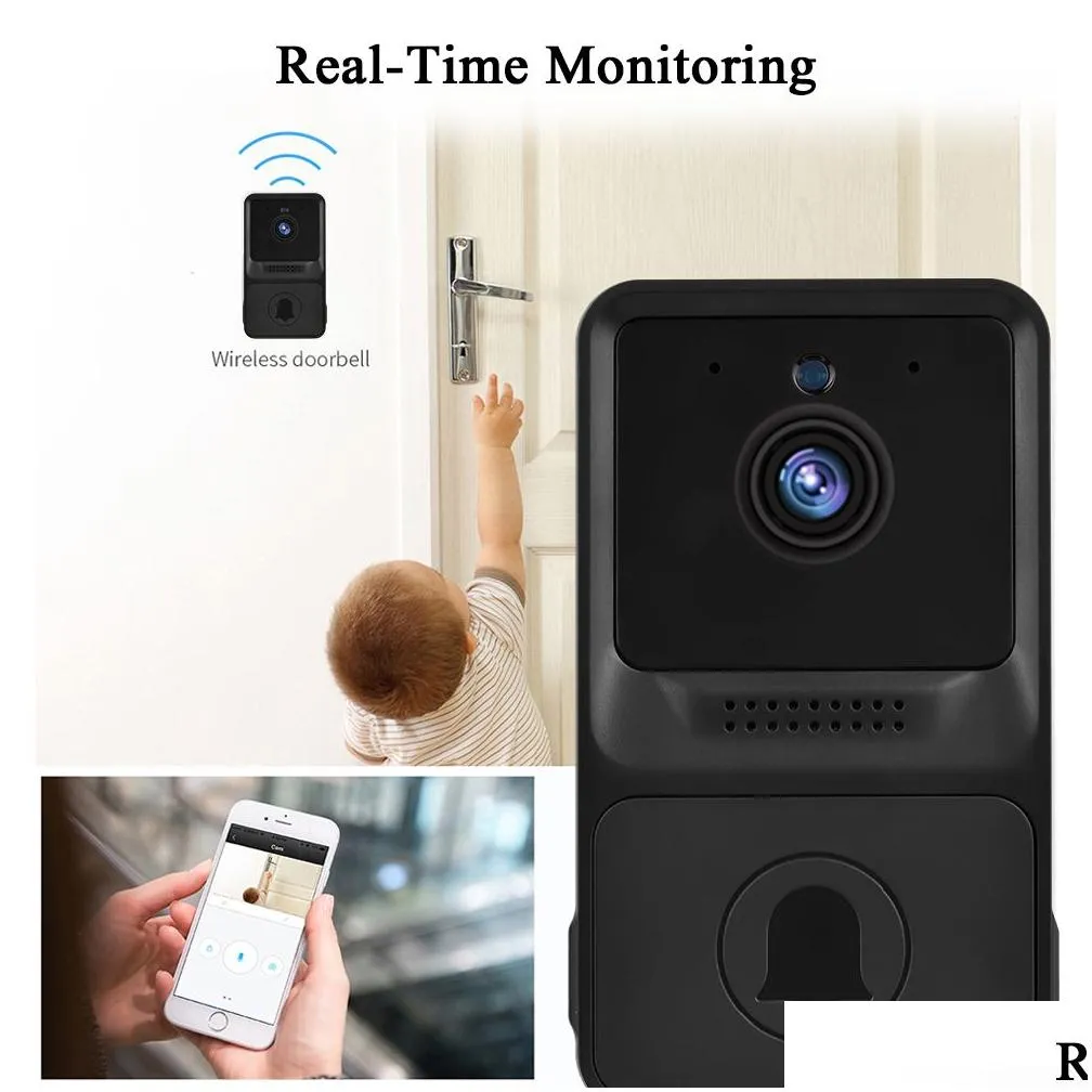 wireless video doorbell smart security doorbell camera 1080p high resolution visual with ir night vision 2-way audio real-time monitoring door