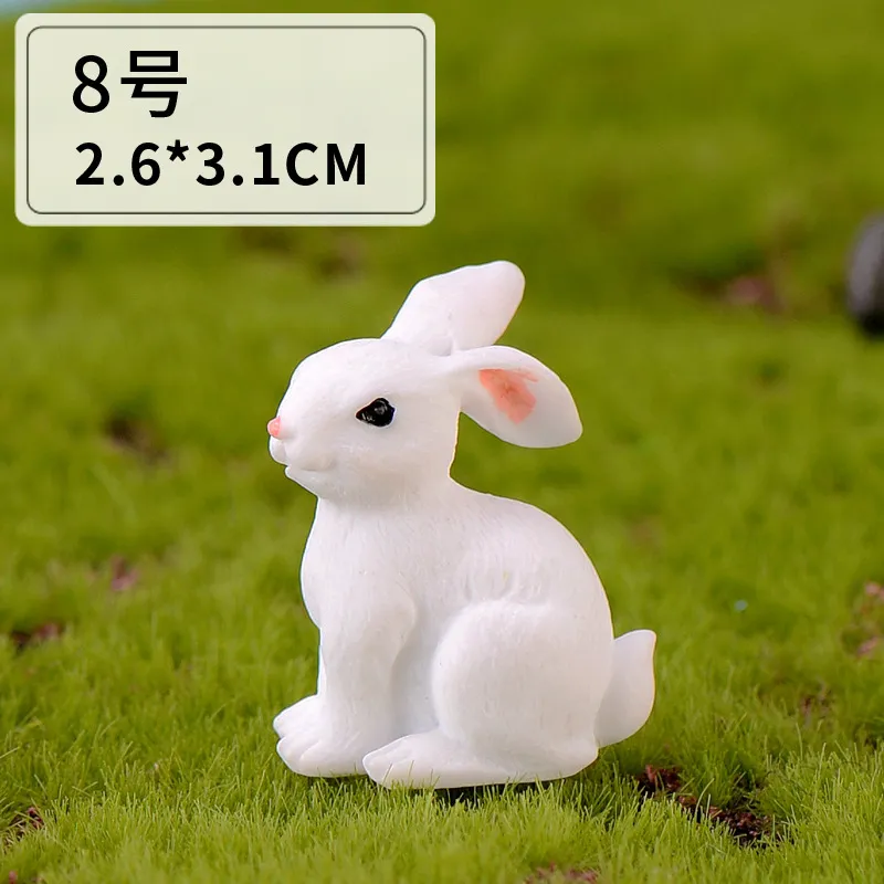 naughty rabbit micro landscape resin animal landscape diy decoration zodiac white rabbit gift family accessories