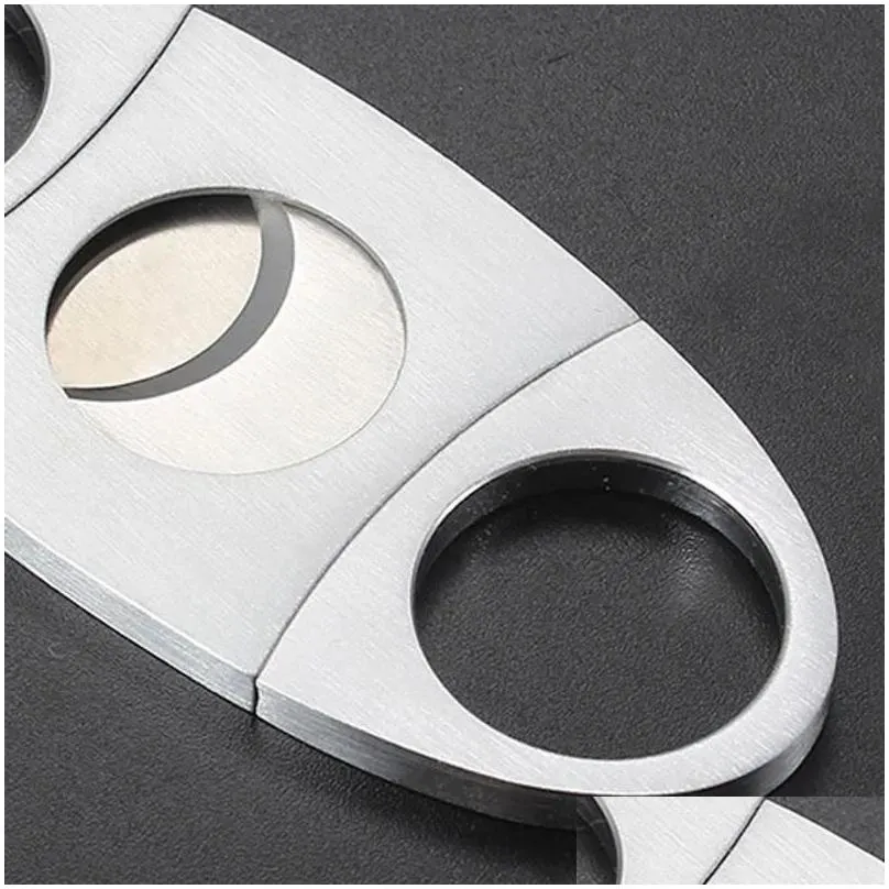 stainless steel cigar cutter knife portable small double blades cigar scissors metal cut cigar devices tools smoking accessories