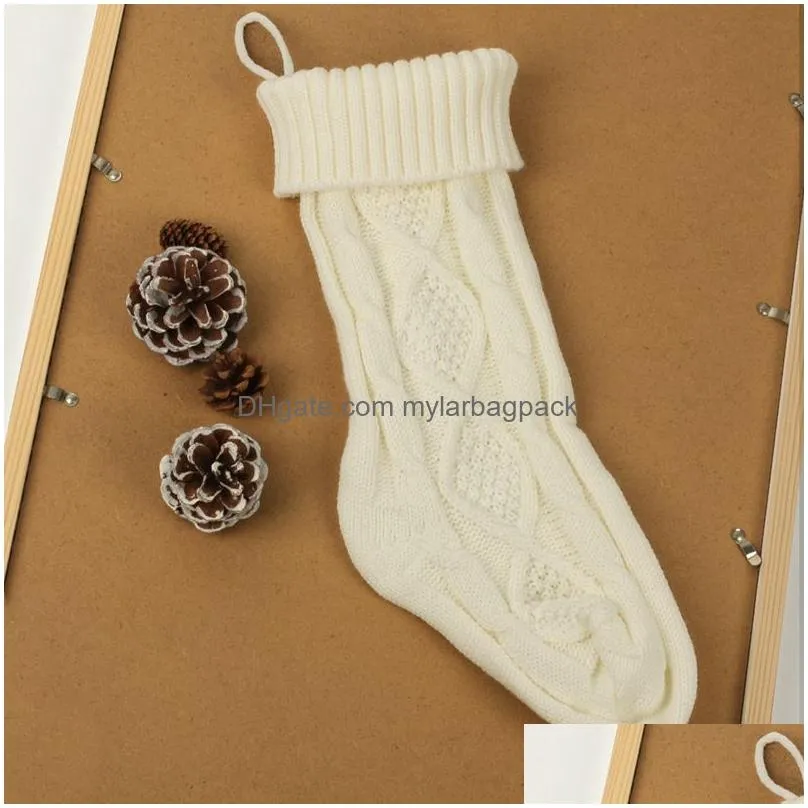 Christmas Decorations Personalized Knitted Christmas Stocking Gift Bags Knit Socks Decorations Xmas Large 46Cm Decorative Durable Fire Dhcot