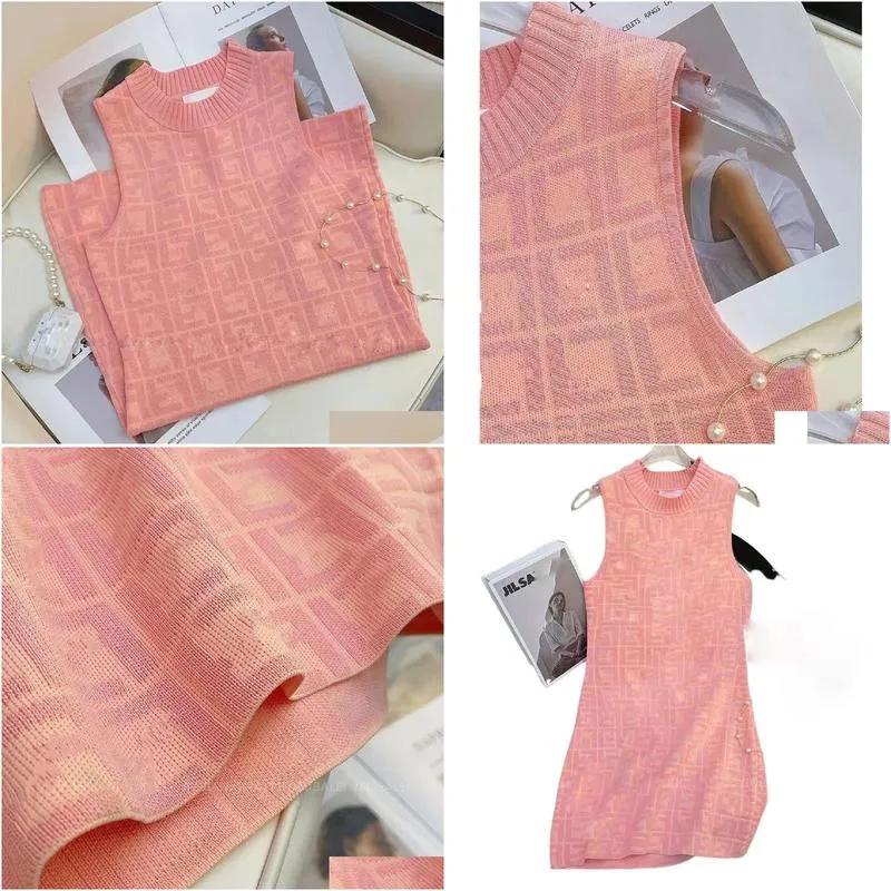 dresses for woman designer dress summer versatile basic basic knitted fabric dress, pink plaid