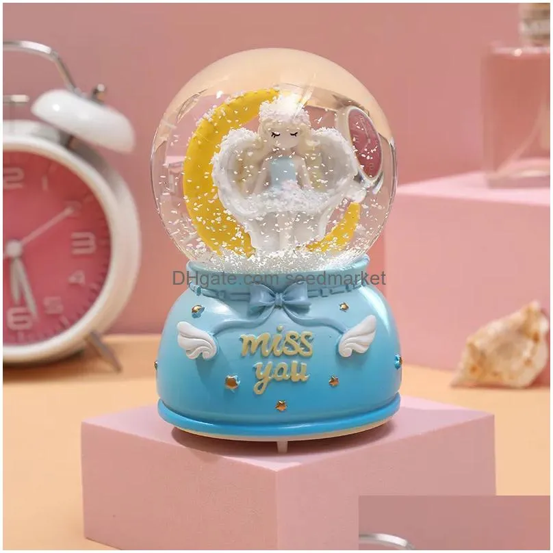 decorative objects figurines crystal snow globes ball glass crafts home office desktop decoration christmas birthday wedding music box decoration gift