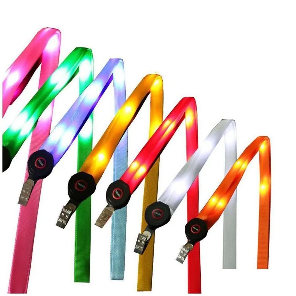 led toys led light up lanyard key chain id keys holder 3 modes flashing hanging rope 7 colors ooa3814 drop delivery toys gifts lighte