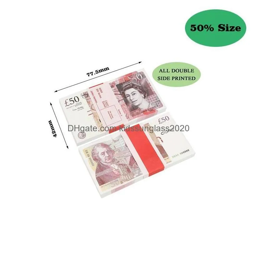 funny toys toy paper printed money uk pounds gbp british 10 20 50 commemorative for kids christmas gifts or video film drop delivery