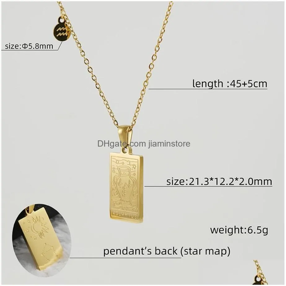 Pendant Necklaces Stainless Steel Zodiac Sign Necklace For Women Vintage Constellation Libra Pendant Chain Collar Aesthetic Jewelry Dr Dhgqi