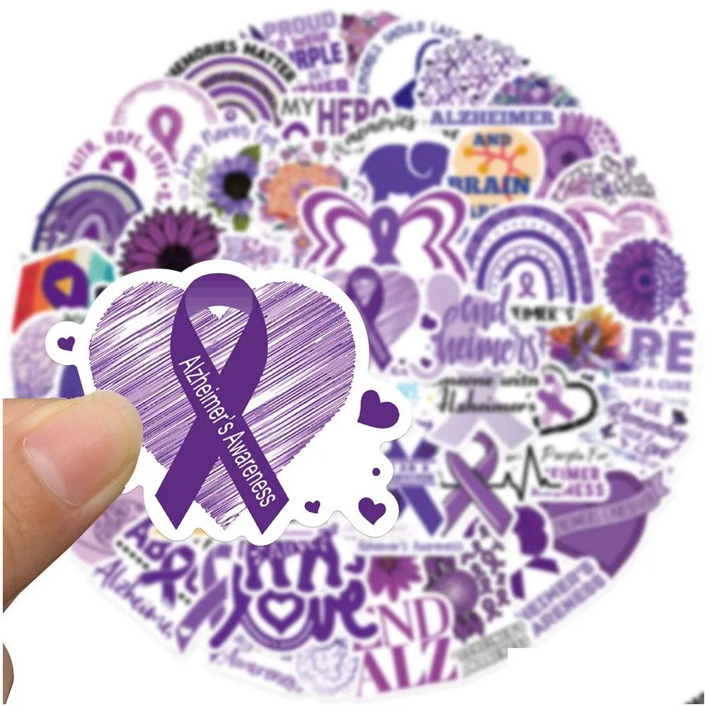 50pcs alzheimer`s awareness stickers skate accessories vinyl waterproof sticker for skateboard laptop luggage phone case car decals party