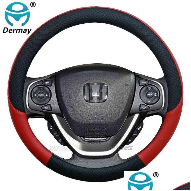 100 dermay brand pu leather car steering wheel cover for honda d gb3gb4gp3gb5gb6gb7gb8 20082022 car accessories j220808