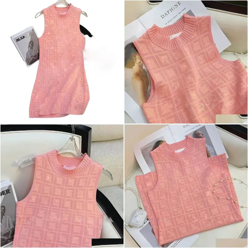 dresses for woman designer dress summer versatile basic basic knitted fabric dress, pink plaid