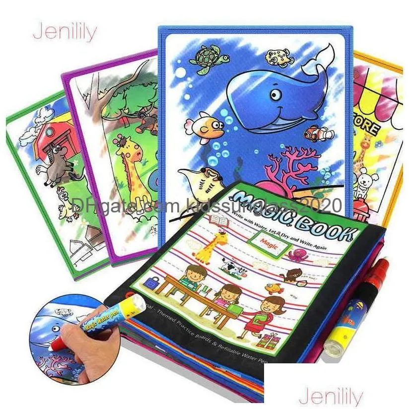 coloring books 4 styles children magic water ding book wholesale doodle with pen painting board learning toys for kids drop delivery