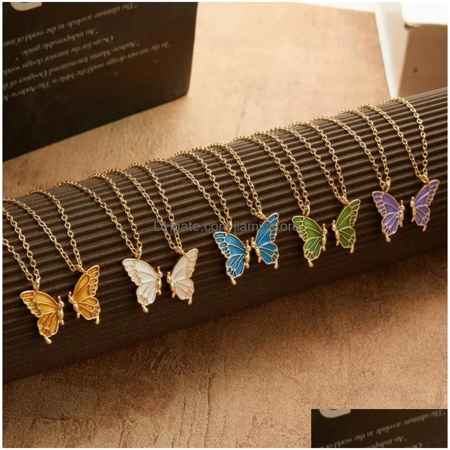 Pendant Necklaces Beauty Butterfly Pendant Necklaces For Women Girl Special Gift Mother Daughter Fine Chain Chokers Sister Friend Drop Dhgv8