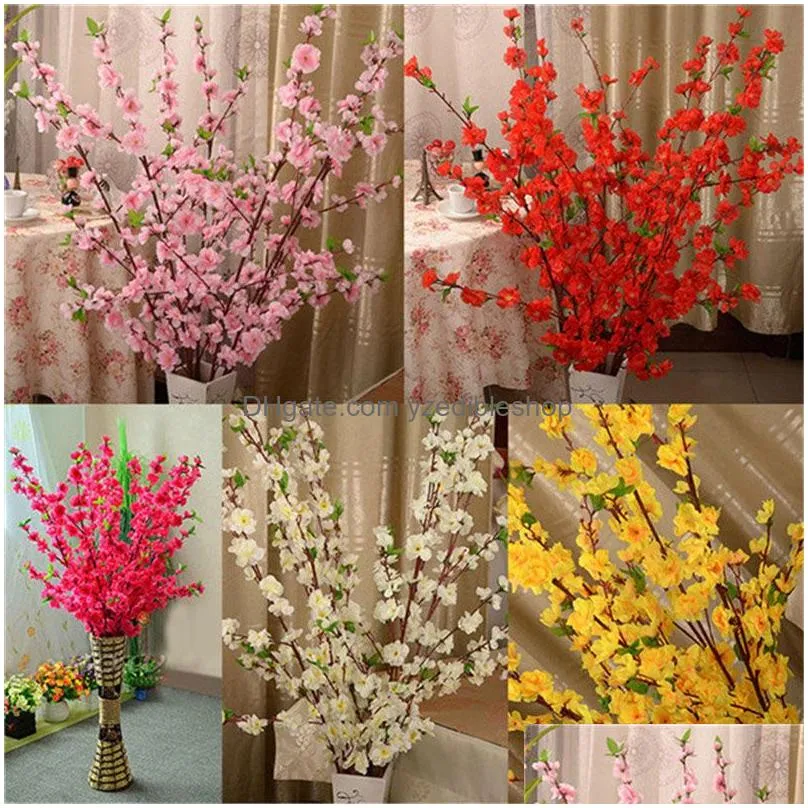 20pcs 65cm artificial flowers peach blossom simulation flower for wedding decoration fake flowers home decor1102796