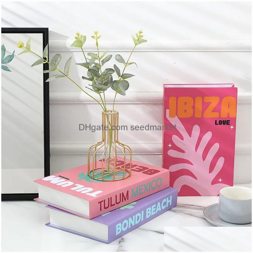 decorative objects figurines travel series fake book decoration coffee table living room fashion prop books home model ibiza 230512