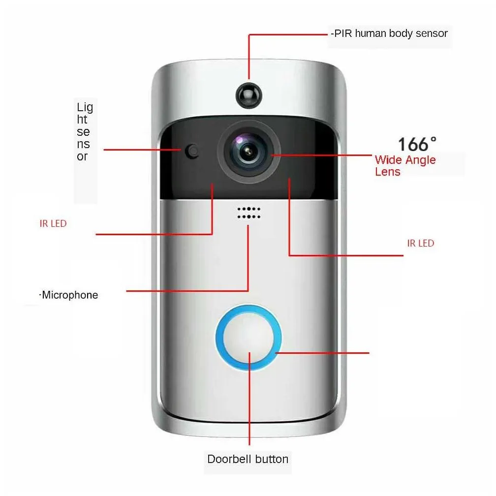 smart wifi video doorbell camera visual intercom night vision ip eye door bell door phone wireless home security camera 720p