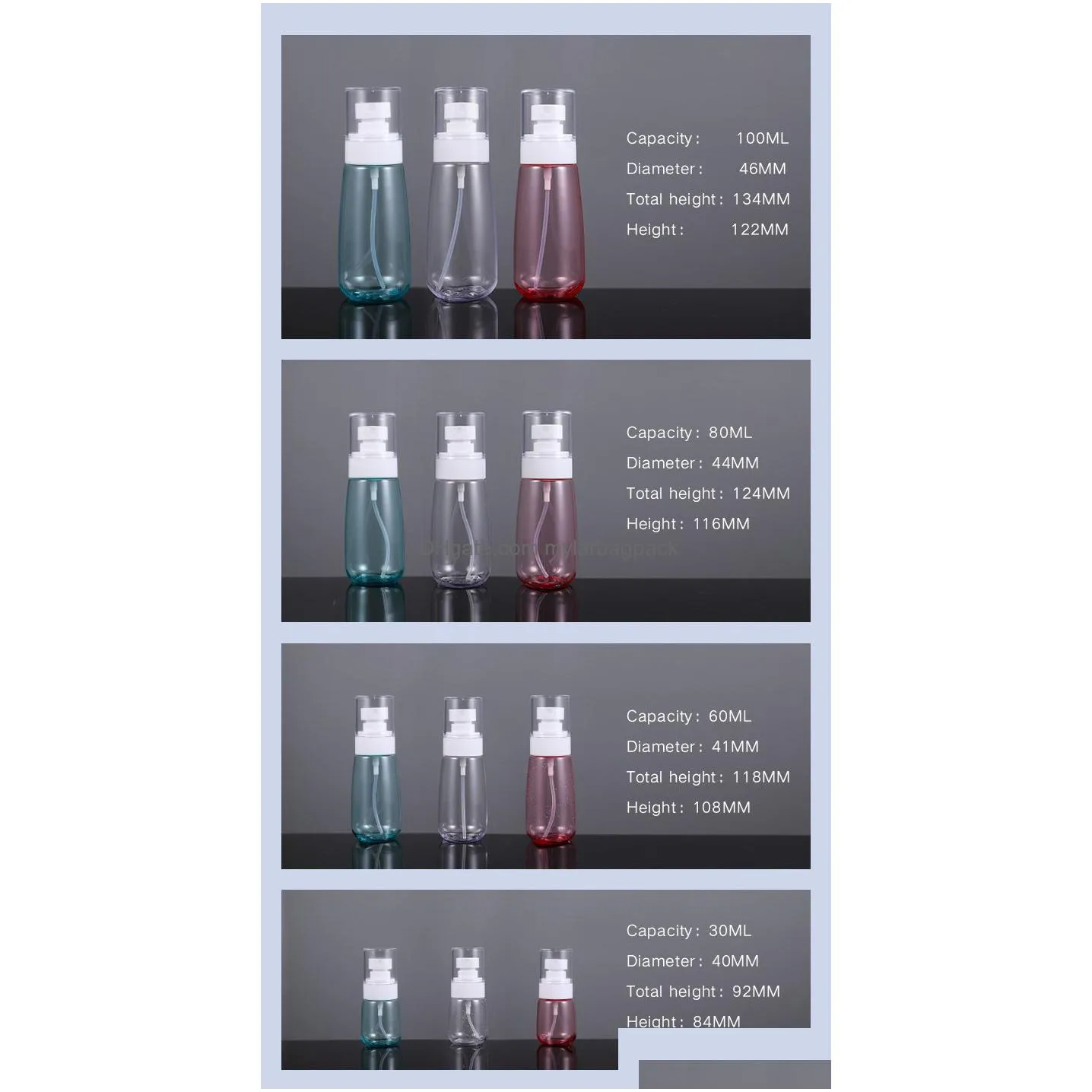 Other Home & Garden Empty Cosmetic Spray Bottle Makeup Face Plastic Petg Alcohol Container Lotion Atomizer 30Ml 60Ml 80Ml 100Ml Sample Dh6Wh