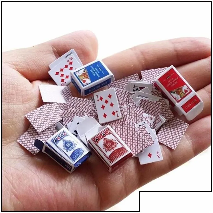 card games 112 cute minll house playing cards games poker miniature for dolls accessory home decoration drop delivery toys gifts puzz