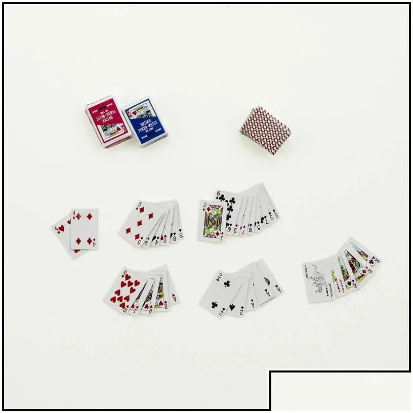 card games 112 cute minll house playing cards games poker miniature for dolls accessory home decoration drop delivery toys gifts puzz