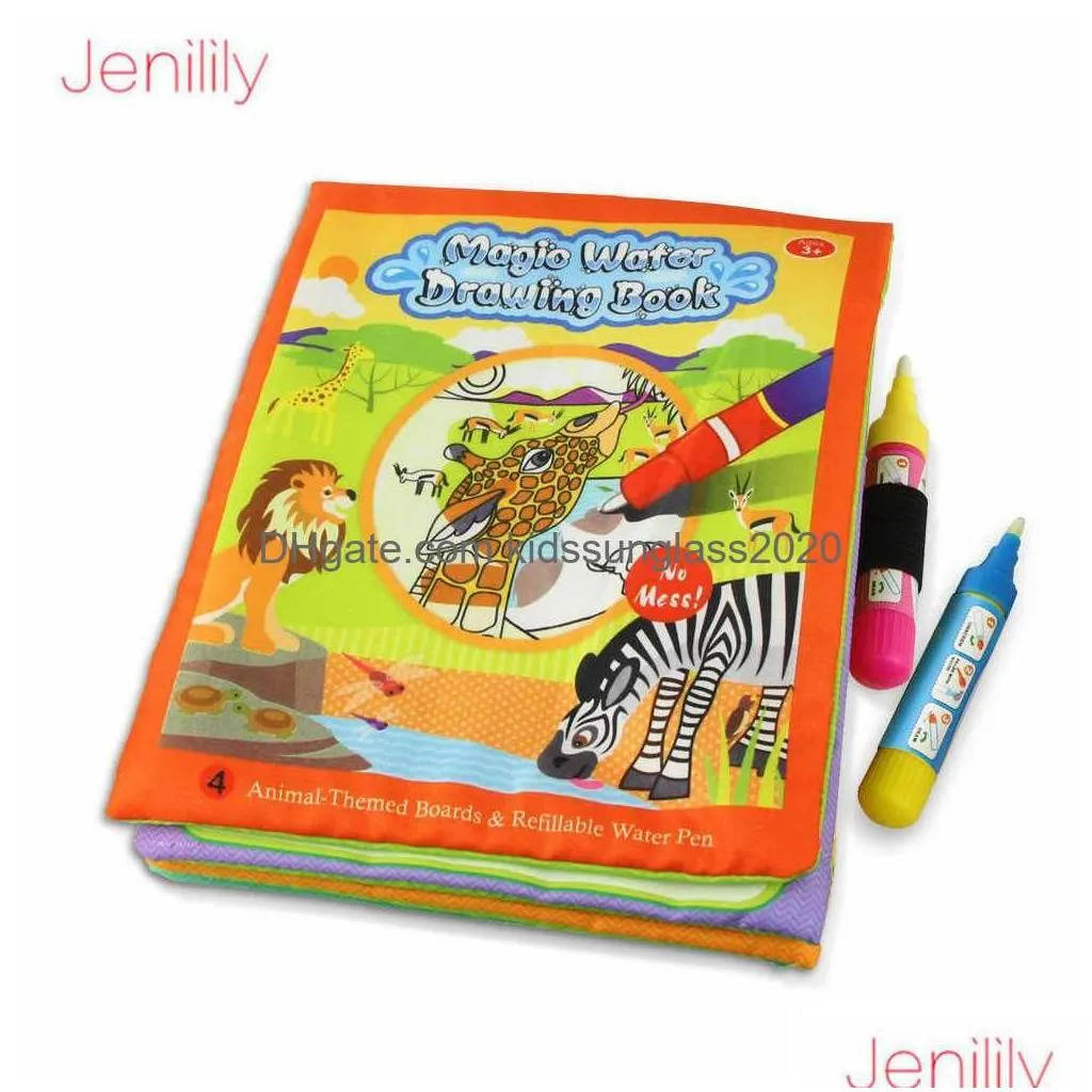 coloring books 4 styles children magic water ding book wholesale doodle with pen painting board learning toys for kids drop delivery