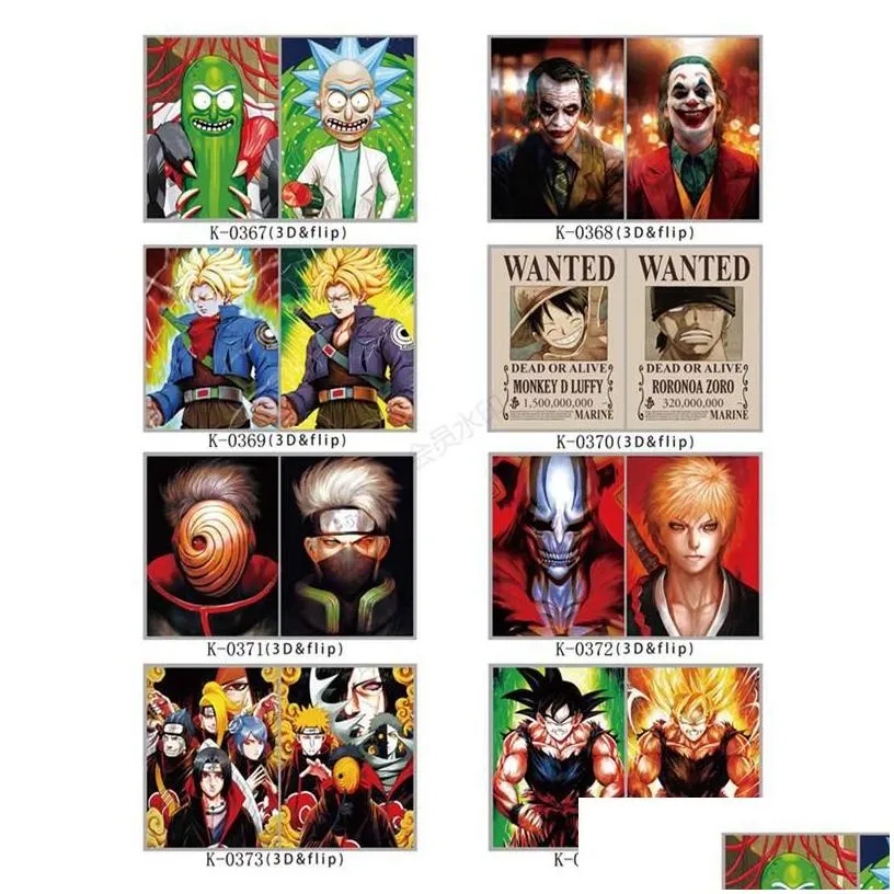 cartoon movie stickers 40cm 3d motion poster customise jujutsu kaisen dbzed demon slayer waterproof car wall art drop delivery toys