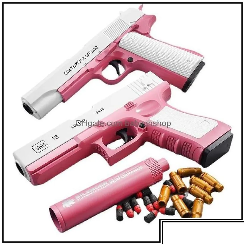 gun toys kids toy model with jump ejecting outdoor sports mag soft s for boys girls pl back action pistol foam blaster p dhoc2