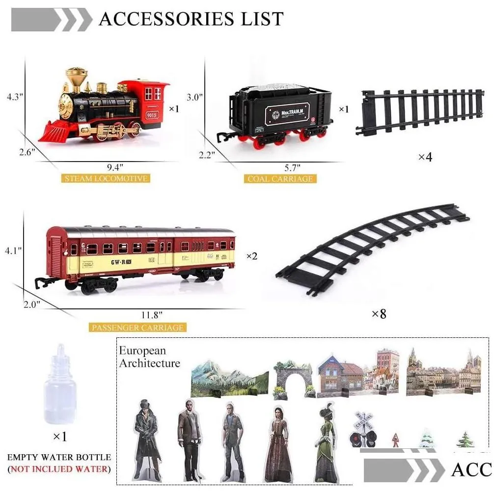 electric/rc track engine cargo car and long tracks electric track toy train set with steam locomotive battery operated play toys smo