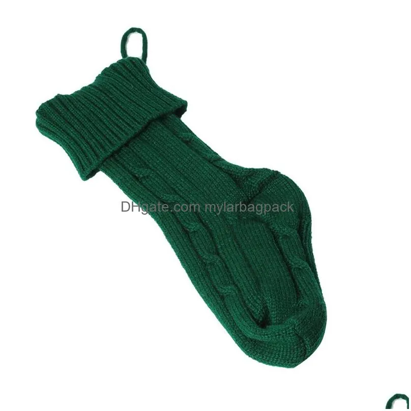 Christmas Decorations Personalized Knitted Christmas Stocking Gift Bags Knit Socks Decorations Xmas Large 46Cm Decorative Durable Fire Dhcot