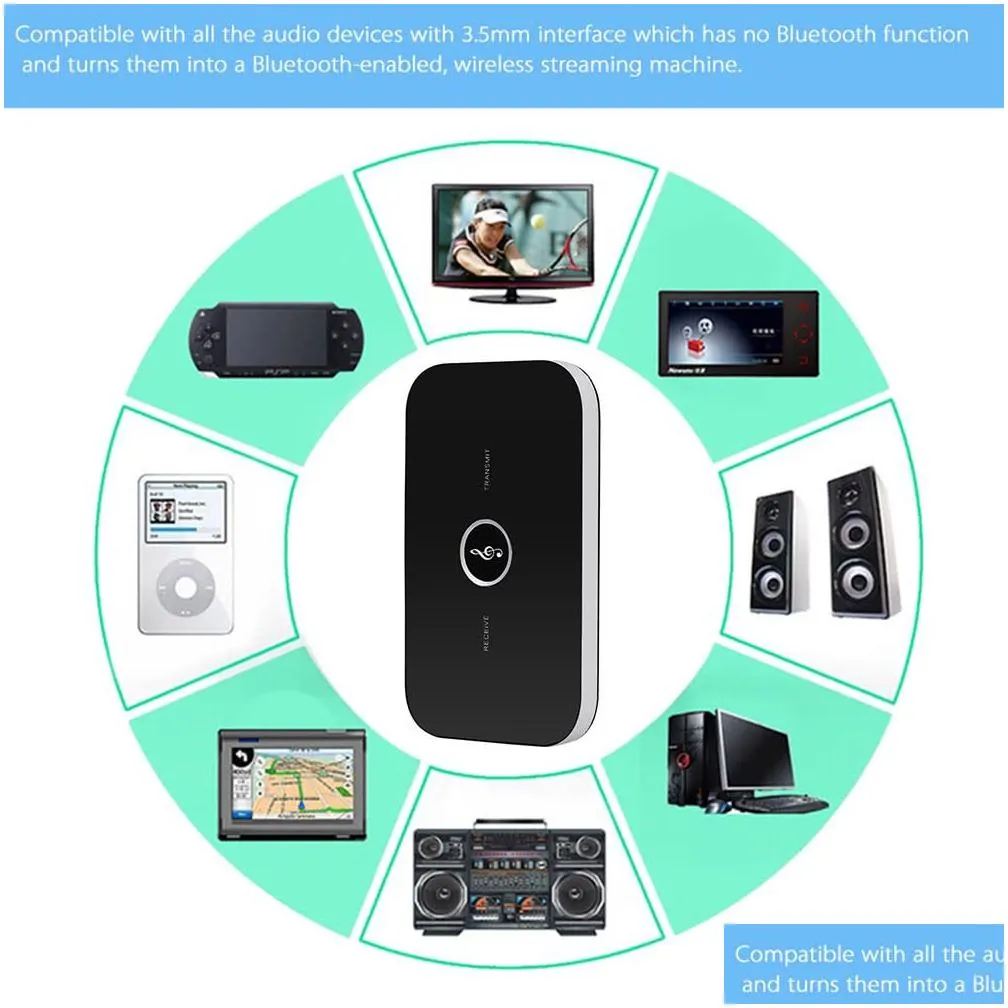 wireless bluetooth transmitter receiver 3.5mm audio adapter for tv car smartphones laptop pc tablet dvd cd headphone speaker mp3/mp4