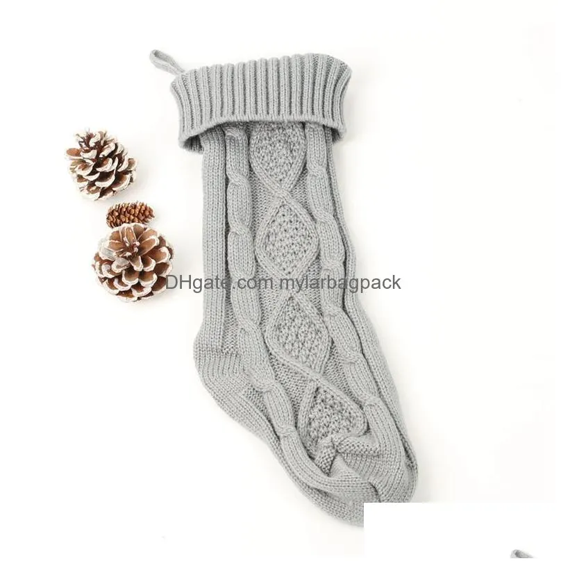 Christmas Decorations Personalized Knitted Christmas Stocking Gift Bags Knit Socks Decorations Xmas Large 46Cm Decorative Durable Fire Dhcot