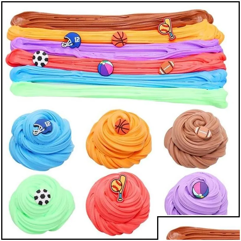 clay dough modeling 6 colors slime sports football basketball clays cotton mud kit diy playdough fluffy kids christmas gift educa