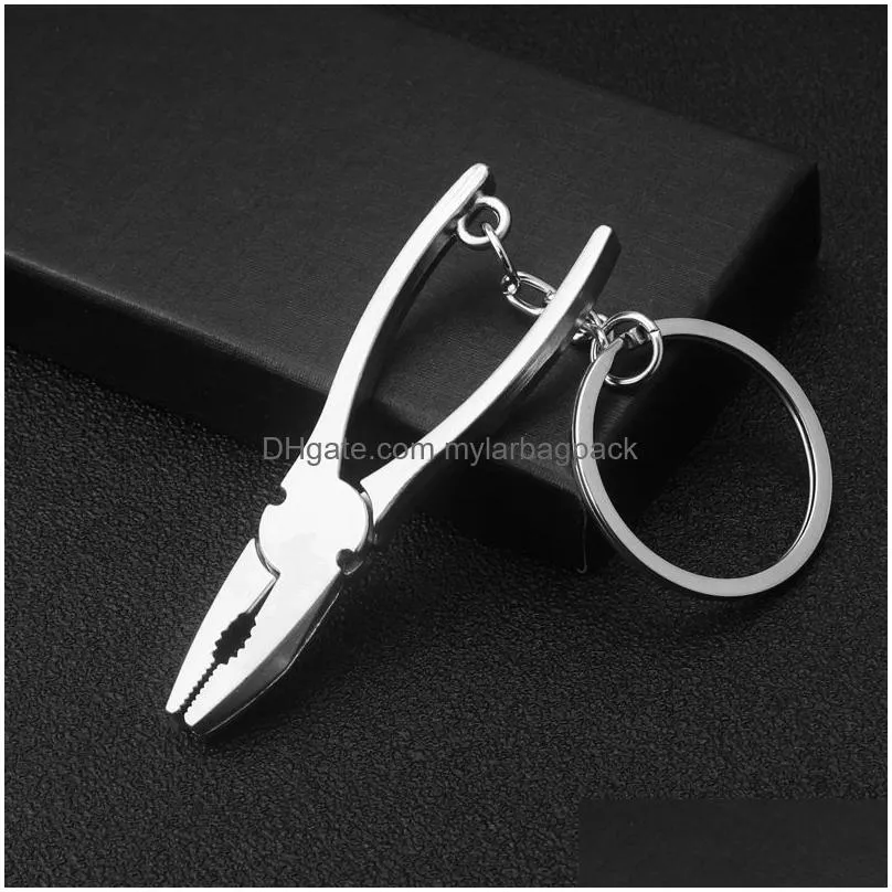 Other Hand Tools Keychains For Men Car Bag Keyring Tool Mini Utility Pocket Clasp Rer Hammer Wrench Pliers Shovel Axe Spanner Simation Dhabh