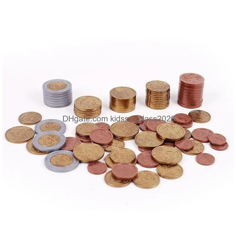 intelligence toys set of 80 plastic toy euro coins play money maths school learning rece cent drop delivery gifts education dhuyi