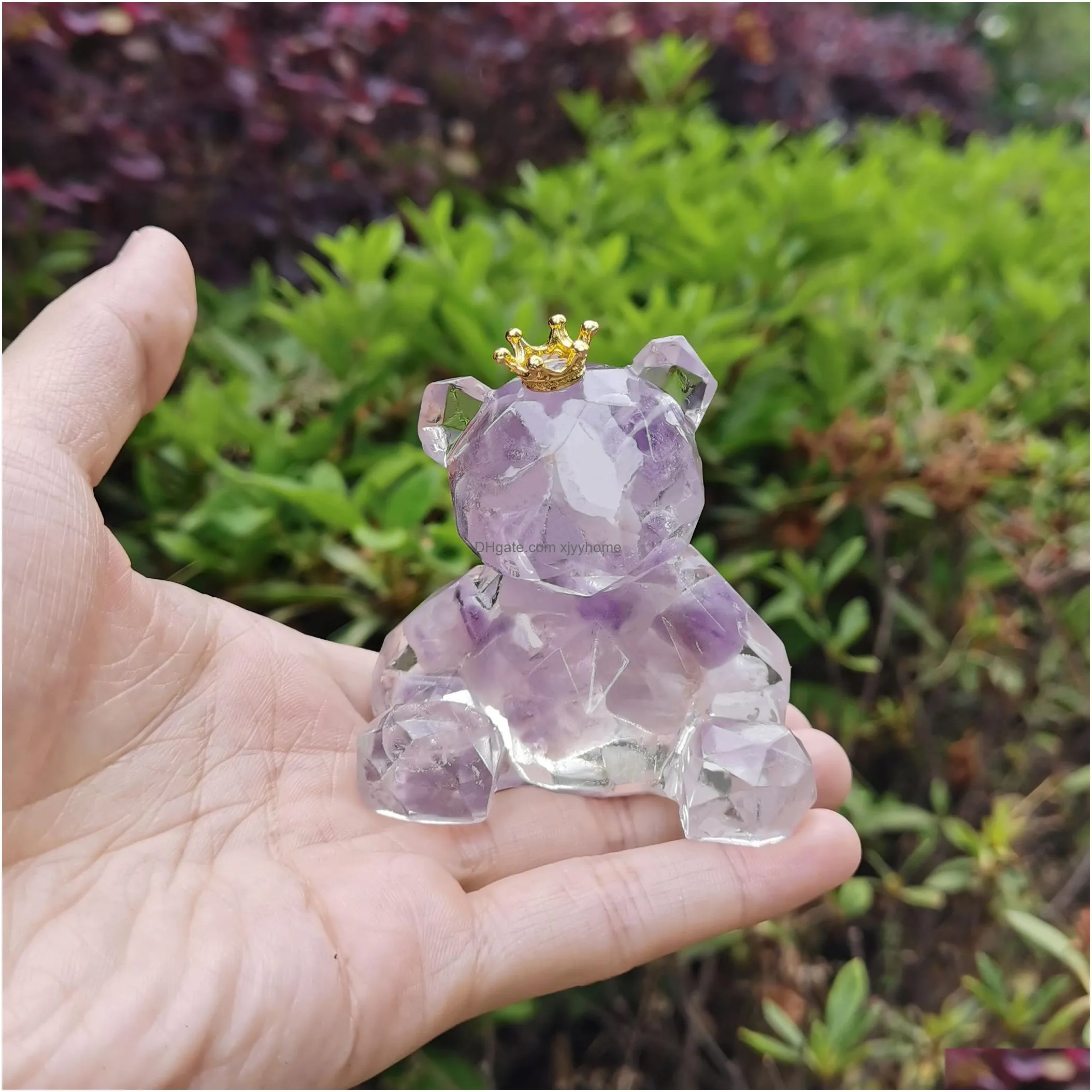 Decorative Objects & Figurines Decorative Figurines Amethyst Crystal Bear Desk Decor Gifts For Kids Women Girlfriend Home Decorations Dhcf9
