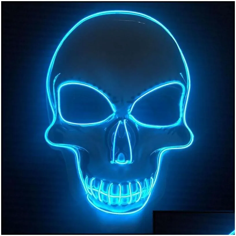 halloween supplies neon skeleton mask led light up party masks the purge election year funny festival cosplay costume supplies