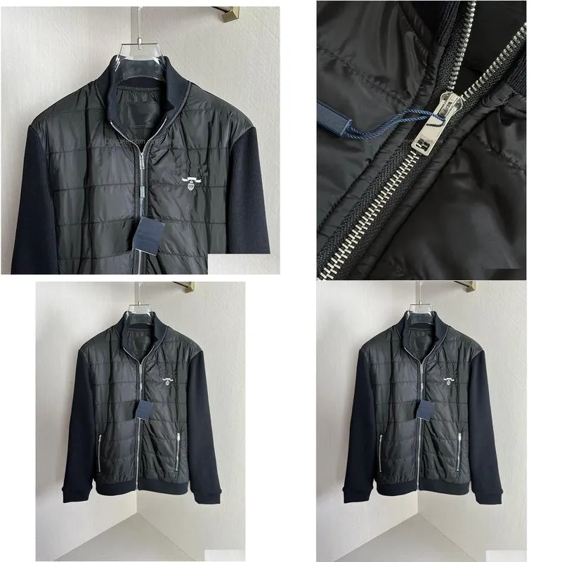 highend brand designer jacket fashion knitting material stitching design asian size black jacket high quality luxury mens jacket
