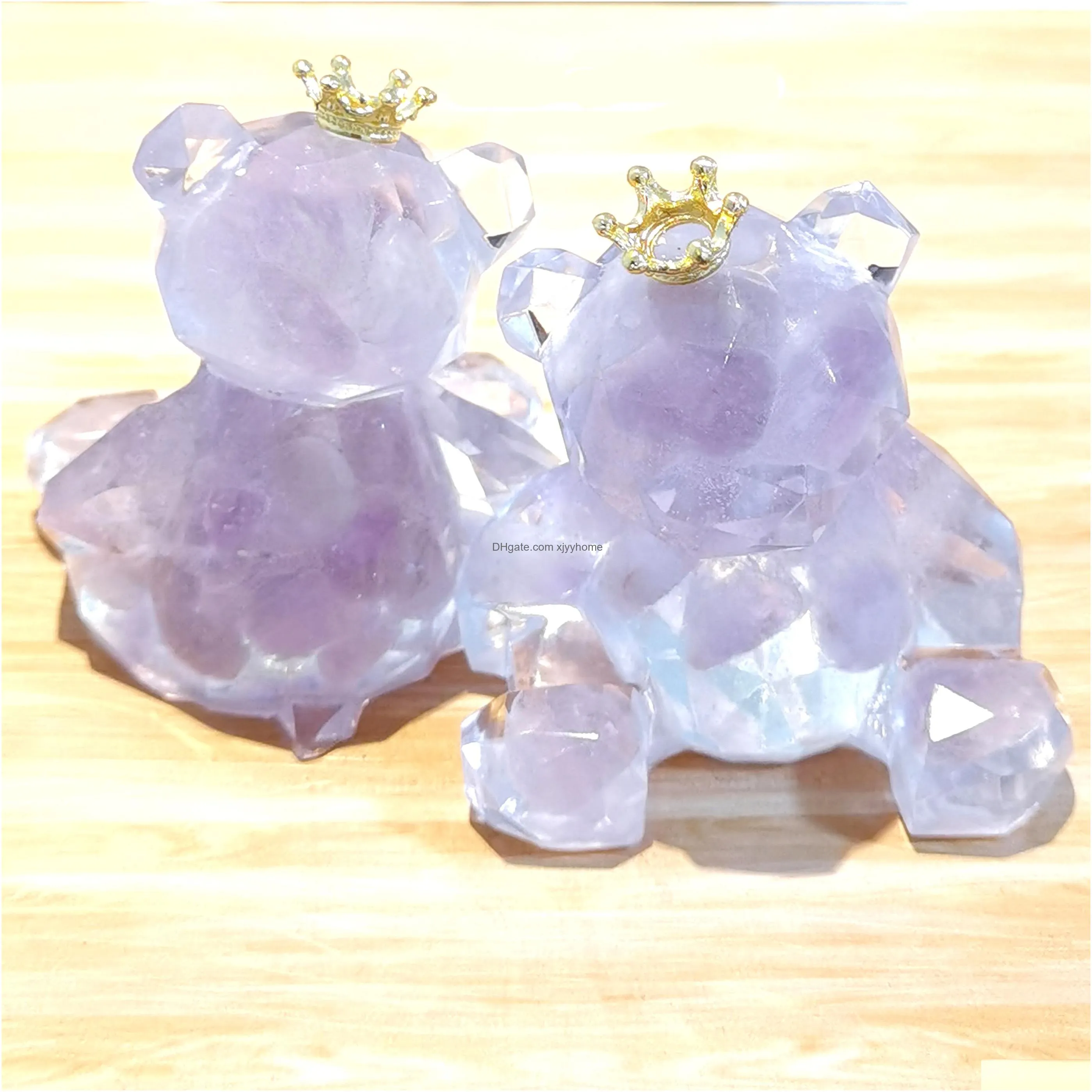 Decorative Objects & Figurines Decorative Figurines Amethyst Crystal Bear Desk Decor Gifts For Kids Women Girlfriend Home Decorations Dhcf9