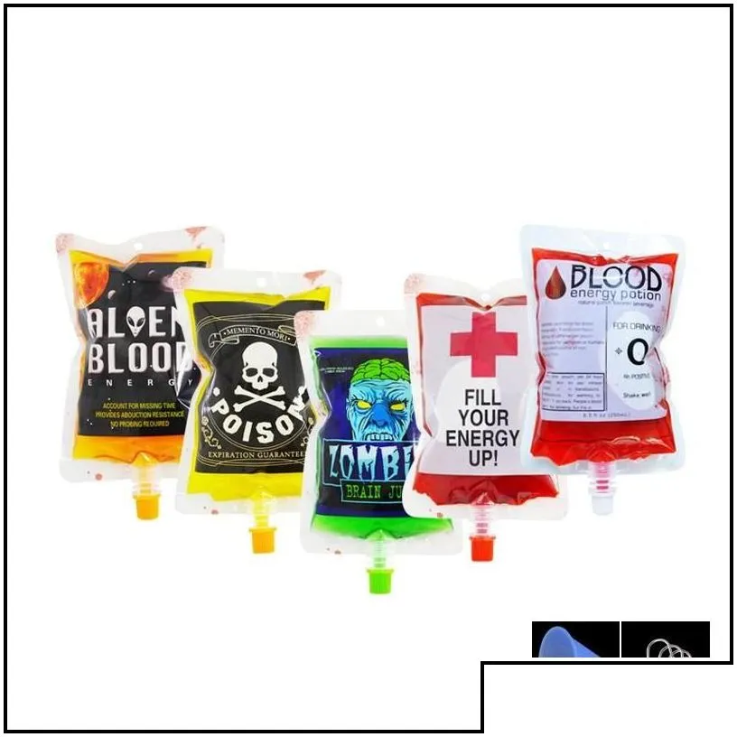 halloween supplies 20pcs/set 250ml empty halloween blood bag for drinks pvc drink pouches vampire theme party props horror accessori