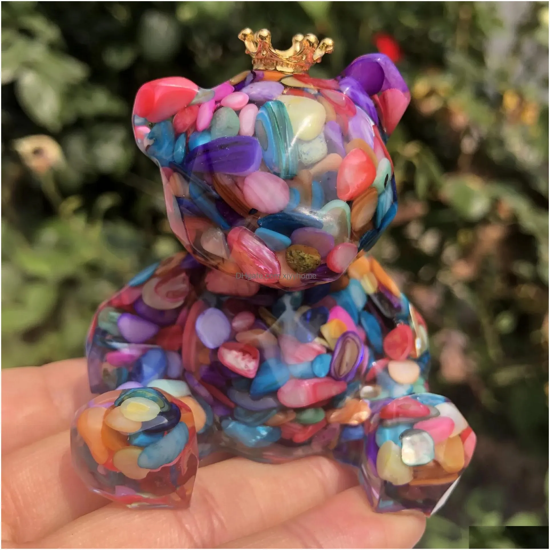 Decorative Objects & Figurines Decorative Figurines Amethyst Crystal Bear Desk Decor Gifts For Kids Women Girlfriend Home Decorations Dhcf9