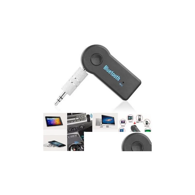 fashion universal 3.5mm bluetooth car kit a2dp wireless aux audio music receiver adapter hands with mic for phone mp3 retail