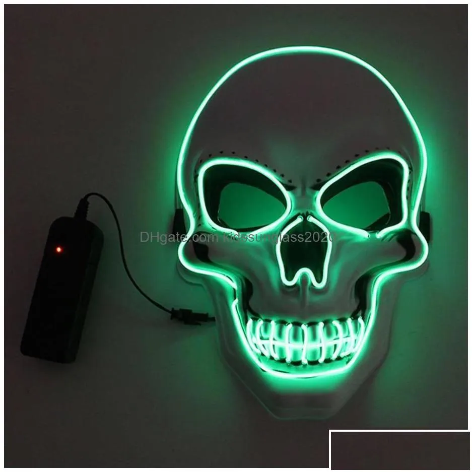 funny toys halloween skeleton party led mask glow scary elwire skl masks for kids year night club masquerade cosplay costume a40
